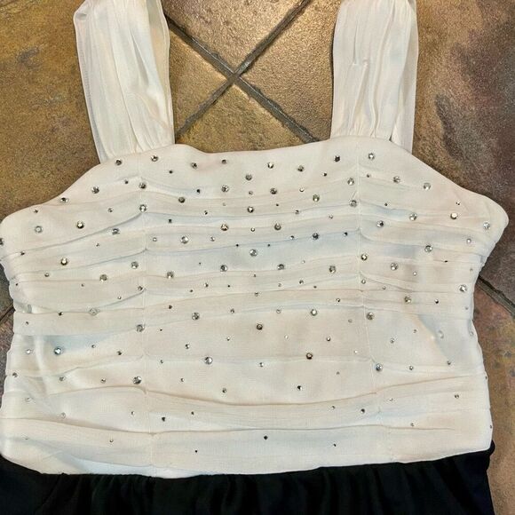 BCX Girl Black White Rhinestone Dressy Party Dress 12 - Picture 2 of 12